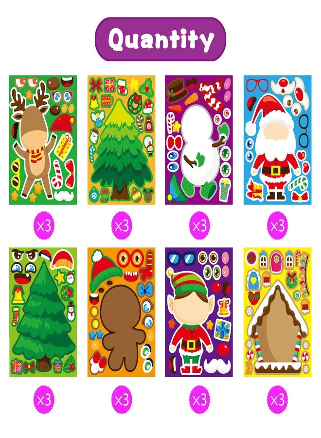OTAITY Christmas Make-a-Face Stickers 24 PCS - DIY Party Games for Kids, Make Your Own Stickers, Xmas Party Favors and Gifts for Boys and Girls - Image 2